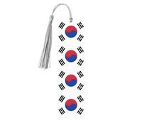 Flag of Republic of Korea Print Wooden Bookmark with Tassel, Exquisite Pattern Ideal Gift for Book Lovers, for Home Office Library