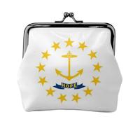 Flag of Rhode Island Coin Purse-Leather Kiss Lock Wallet Small Clutch