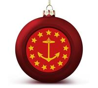 Flag of Rhode Island Funny Christmas Ball Ornaments Plastic Hanging Xmas Tree Baubles 2.4 Inch Holiday Decor