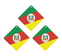 Flag of Rio Grande Do Sul State in Brazil 3 Pcs Automotive Air Fresheners Mirror Aromatherapy Tablets Ornament Car Fragrance Scented Cards Rhombus