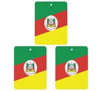 Flag of Rio Grande Do Sul State in Brazil 3 Pcs Automotive Air Fresheners Mirror Aromatherapy Tablets Ornament Car Fragrance Scented Cards Square