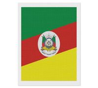 Flag of Rio Grande Do Sul State in Brazil Diamond DIY Painting Kits Round Full Drill Digital Art Craft for Home Office Wall Decor 12"x16"
