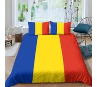 Flag of Romania 3D Printed National Flag Duvet Cover Soft Microfiber Smooth Comfortable Easy Care Bedding Set,room Decoration 3pcs Set，with Hidden Zipper Quilt Cover Pillowcase Double（200x200cm）