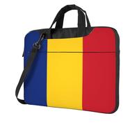 Flag of Romania Laptop Bag Portable Handbag, Safe Protective Inner Lining for Business Trip and Office Use, Black, 15.6 inch