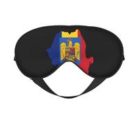 Flag of Romania Map 1 Flag of Romania Map Sleep Masks Adjustable Strap Soft Eye Mask for Women Men Travel Work Home