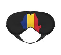 Flag of Romania Map 3 Flag of Romania Map Sleep Masks Adjustable Strap Soft Eye Mask for Women Men Travel Work Home