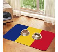Flag of Romania print Cats Pet Bowl Placemat Pet Feeding Mats for Dogs, Non-Slip PU Leather Tablecloth for Pets