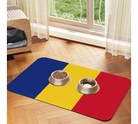 Flag of Romania print Cats Pet Bowl Placemat Pet Feeding Mats for Dogs, Non-Slip PU Leather Tablecloth for Pets