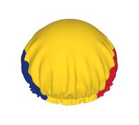 Flag Of Romania Print Shower Cap, Lined Shower Cap For Women Reusable, Double Layer Waterproof Bath Cap