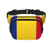 Flag of Romania Print Square Waist Purse Double Layer Fanny BagTrendy Travel Waist Bag for Men and Women, Black, One Size, Black, One Size