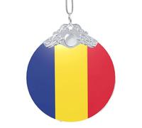 Flag Of Romania Round Glass Pendant Festival Ornaments Vintage Hanging Home Decorations For Christmas Tree