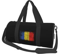 Flag of Romania Travel Luggage Duffel Bag Sports Rolling Foldable Duffel Bag, Black