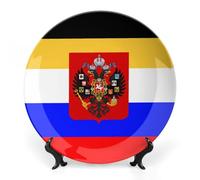 Flag of Russia Ceramic Decorative Plates for Display Ornaments with Stand for Kitchen Home Decor