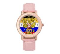 Flag of Russia Women's Wrist Watch Fashion Wristwatches with Pink Strap Gifts for Women Mother Wife Birthday
