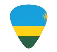 Flag of Rwanda guitar pick set, 3 different thicknesses, 12 pieces for a variety of instruments