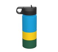Flag of Rwanda Travel leisure insulated water bottle, stainless steel straw water bottle (18 oz), suitable for camping fitness outdoor hiking,