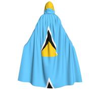 Flag of Saint Lucia Adult Hooded Cloak.Cosplay Cape Halloween Costume Full Print Polyester.