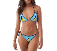 Flag of Saint Lucia Bikini Set for Women Two Piece Halter Triangle Tie Side Swimsuit Bathing Suit
