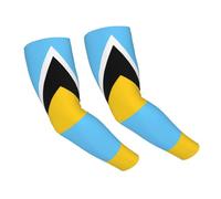 Flag Of Saint Lucia Cooling Sleeves - Lightweight And Breathable Protection Arm Covers For Outdoor Activities, Black, One size