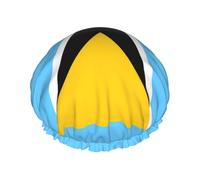 Flag of Saint Lucia Double Layer Shower Cap with Comfort Skin Friendly Design for Hair Protection During Bathing