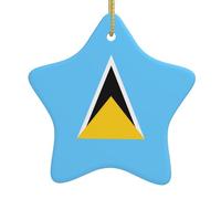 Flag of Saint Lucia FFGhjk Printed Star-Shaped Ceramic Christmas Tree Ornaments Holiday Party Home Decoration