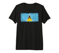 Flag of Saint Lucia in Grungy Style Premium T-Shirt