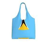 Flag of Saint Lucia Printed Canvas Bag Women's Fashion Shoulder Tote Bag Lightweight Shopping Bag