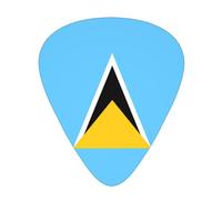 Flag of Saint Lucia printed guitar picks, 12-piece set with thin, medium, and thick styles, comes with a storage case