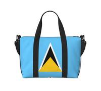 Flag of Saint Lucia Printed Travel Bag: Large Capacity Gym Sports Tote: Weekend Business Trip Crossbody Shoulder Bag: Lightweight Durable