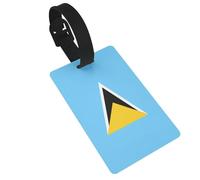 Flag of Saint Lucia PVC Luggage Tag for Suitcases, Durable Travel ID Label with Name Card Removable Strap for Bags, 1 Pack