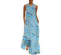 Flag of Saint Lucia Women's Ankle Length Dress Slim Fit Sleeveless Maxi Dresses Casual Sundress S