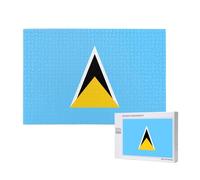 Flag of Saint Lucia Wooden Puzzle 1000 Pieces â€“ Color Box Packaging Family Leisure Challenge with Indoor Decoration