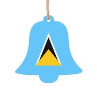 Flag of Saint LuciaPrinted Christmas Wooden Ornamentsâ€“Unprocessed Pre-Drilled Wood Pieces, New Year's Tree Pendants