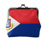 Flag of Saint Martin Coin Purse-Leather Kiss Lock Wallet Small Clutch