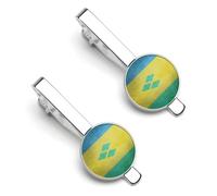 Flag of Saint Vincent And The Grenadines Classic Tie Clips for Men Regular Necktie Bar Pins Suitable for Wedding Business
