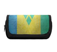 Flag of Saint Vincent and The Grenadines Cute Double Pencil Case Large Capacity Portable Zippered Pen Pouch Bag for Office Unisex