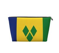 Flag of Saint Vincent and the Grenadines Leather Travel Makeup Bag-Waterproof Cosmetic Pouch