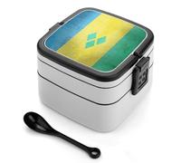 Flag of Saint Vincent and The Grenadines Printed Bento Box Leakproof Double Layer Lunchbox for Office Reusable Meal Prep Container