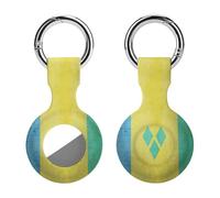 Flag of Saint Vincent And The Grenadines Trendy GPS Cases Holder with Key Chain Ring Portable Protective Covers Compatible with Airtag
