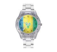 Flag of Saint Vincent and The Grenadines Trendy Wrist Watches for Men Classic Business Stainless Steel Band Quartz Watch