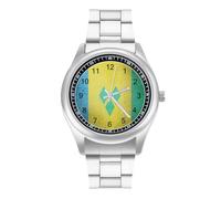 Flag of Saint Vincent and The Grenadines Trendy Wrist Watches for Men Classic Quartz Stainless Steel Strap Watch
