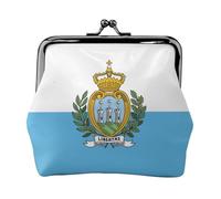 Flag of San Marino coin purse for women,small womens wallet,small makeup bag for purse,ultra-thin retro change wallet, Black, One Size, Art Deco