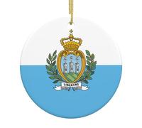 Flag of San Marino Print Ceramic Christmas Tree Ornament for Home Bedroom Shops Area Festive Hanging Decor