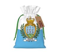 Flag Of San Marino Print Christmas Bag Festive Present Sack Xmas Drawstring Bags Party Decor Gift