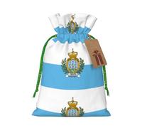 Flag Of San Marino Print Christmas Drawstring Gift Bags Holiday Party Xmas Birthday Favors Present Sacks