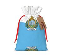 Flag Of San Marino Print Christmas Drawstring Holiday Candy Bag Xmas Sacks Reusable Wrapping Bags Party Favor