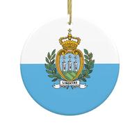 Flag of San Marino Print Christmas Tree Ceramic Round Hanging Ornaments,Xmas Decoration Keepsake 2025
