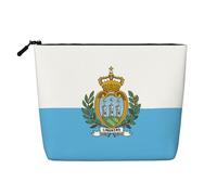 Flag of San Marino Print Cosmetic Bag for Women,Faux Linen Makeup Bag Large Capacity,Perfect for Travel Daily Use