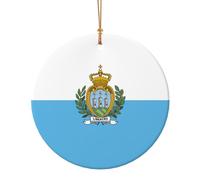 Flag of San Marino Print Round Flat Hanging Ornaments for Christmas Winter New Year Party Hanging Decorations