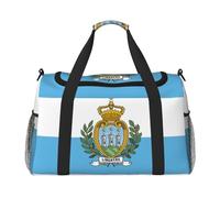 Flag of San Marino print Travel Duffle Bag Gym Bag for Women,Puffer Tote Bag,Weekender Overnight Bag Organizer, Black, One Size